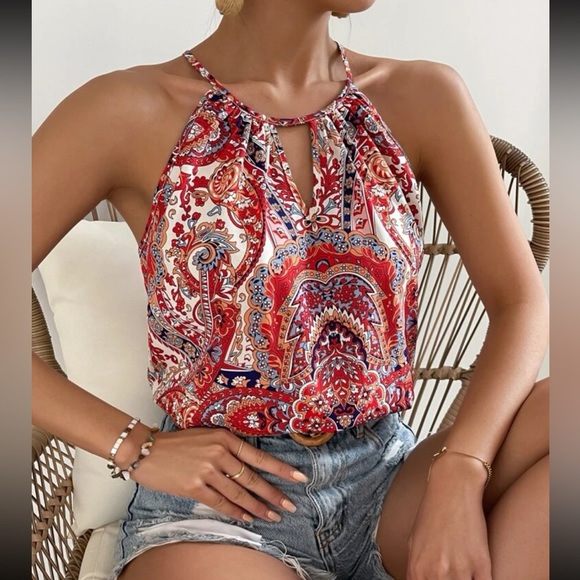 Boho paisley floral print halter - Picture 6 of 7